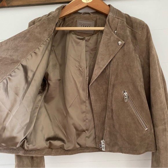 BlankNyc Soft Tan Next Level Suede Leather Biker Jacket Womens L - Picture 3 of 7
